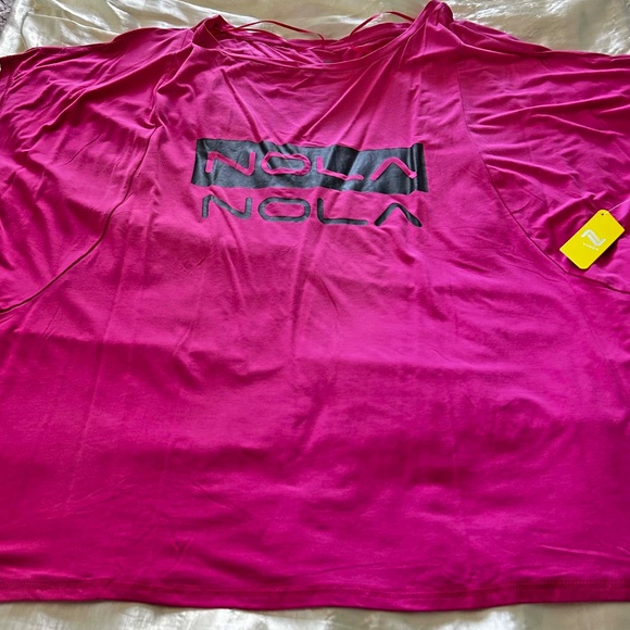 T-SHIRT, NEON PINK, SIZE 4X, PRINTED WITH "NOLA", by NOLA for ADDITION ELLE, - Picture 2 of 6